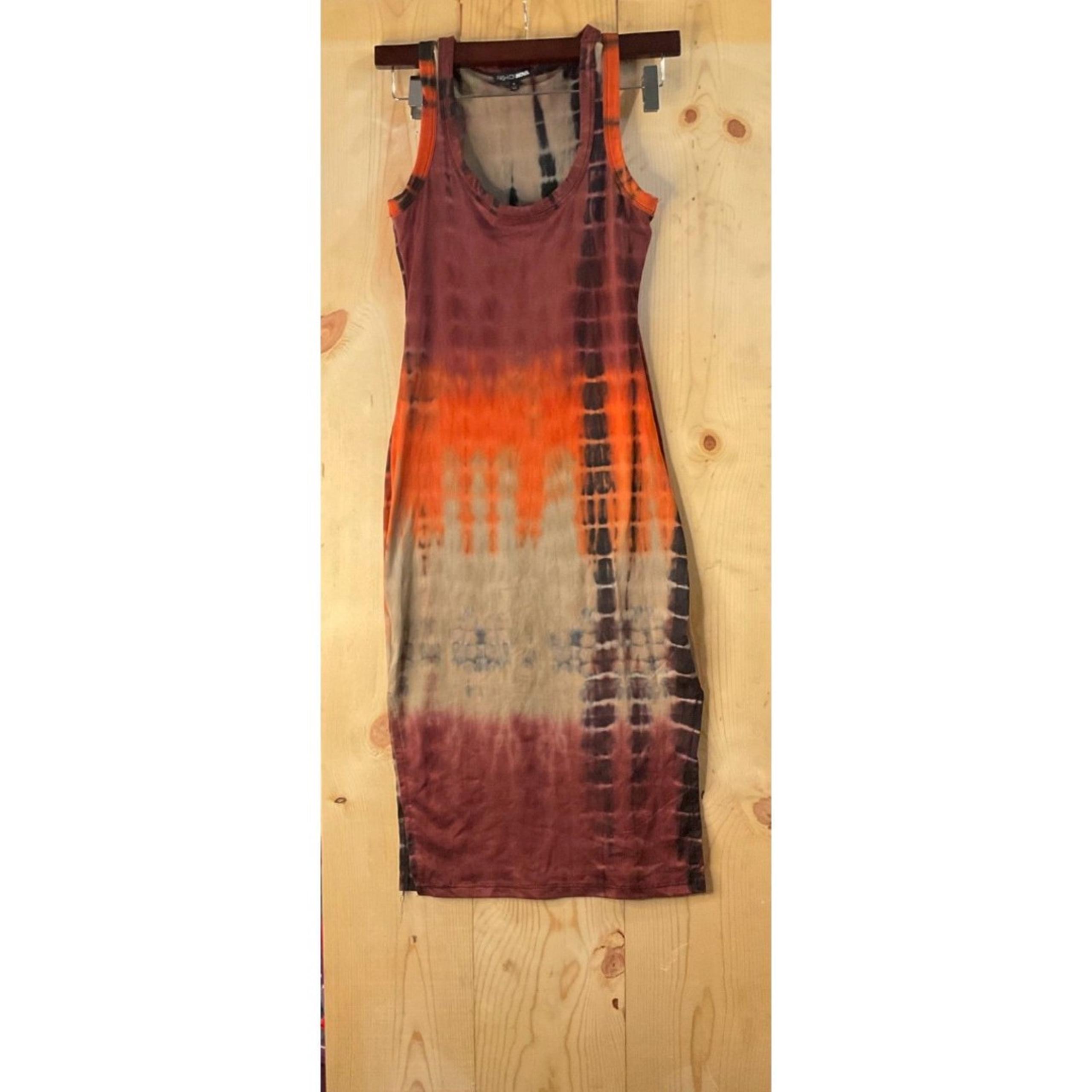 Fashion Nova Women’s Small Tie-Dye Tank Midi Dress Bodycon Sleeveless Side Slits
