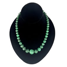 Vintage Green Malachite Graduated Gemstone Beads Necklace - Estate Gorgeous!