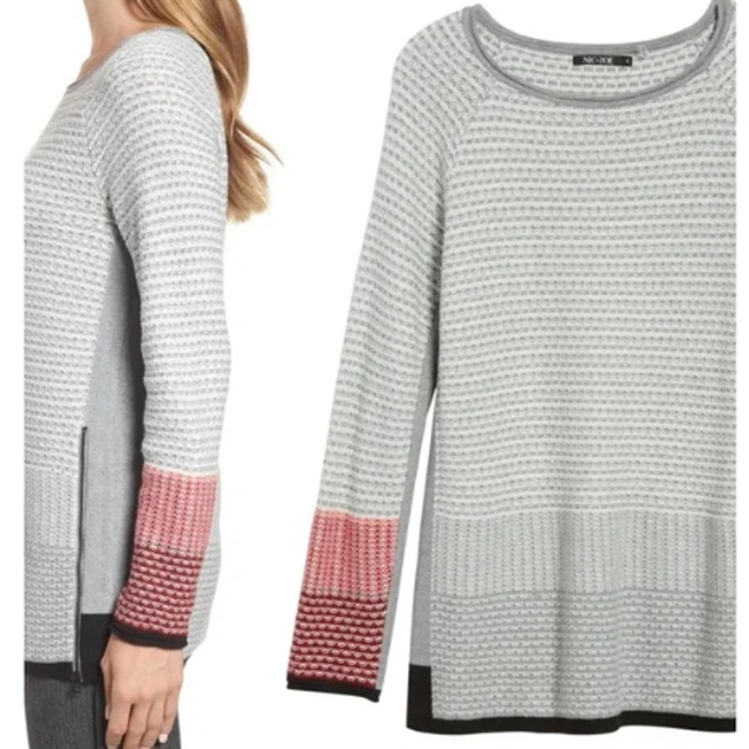 Nic+Zoe Sweater Women's S Pullover Crew Neck Designer Basics Side Zipper Modern - NIC+ZOE