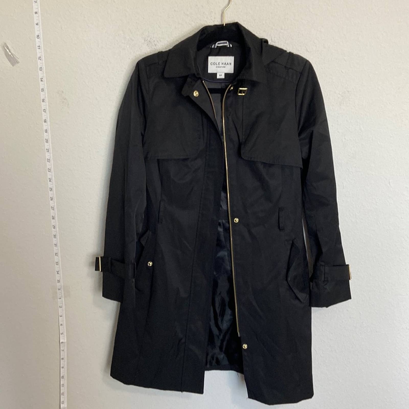 Cole Haan Signature black trench Rain coat size S/P