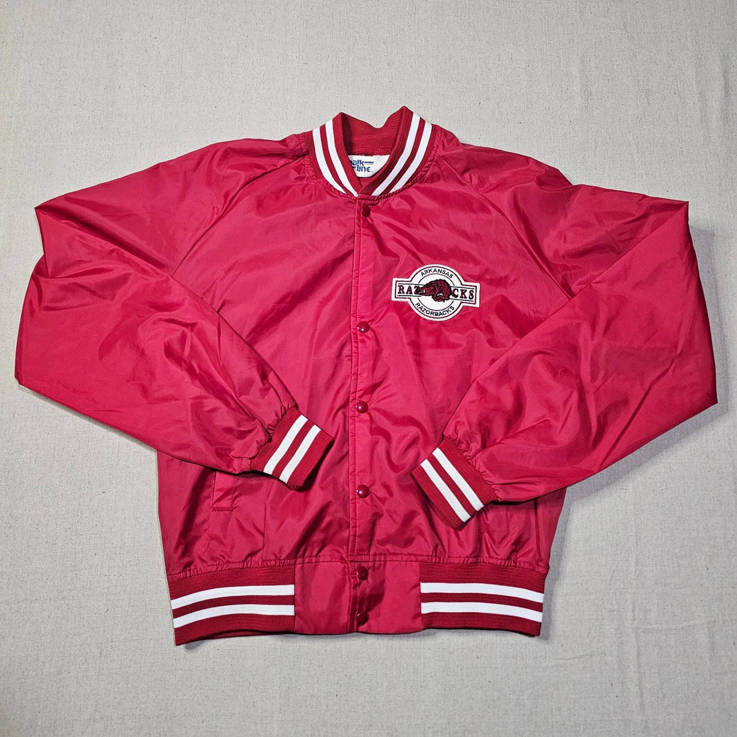 Vintage Chalk Line Arkansas Razorbacks 80’s Red snap up Jacket Mens Size Large