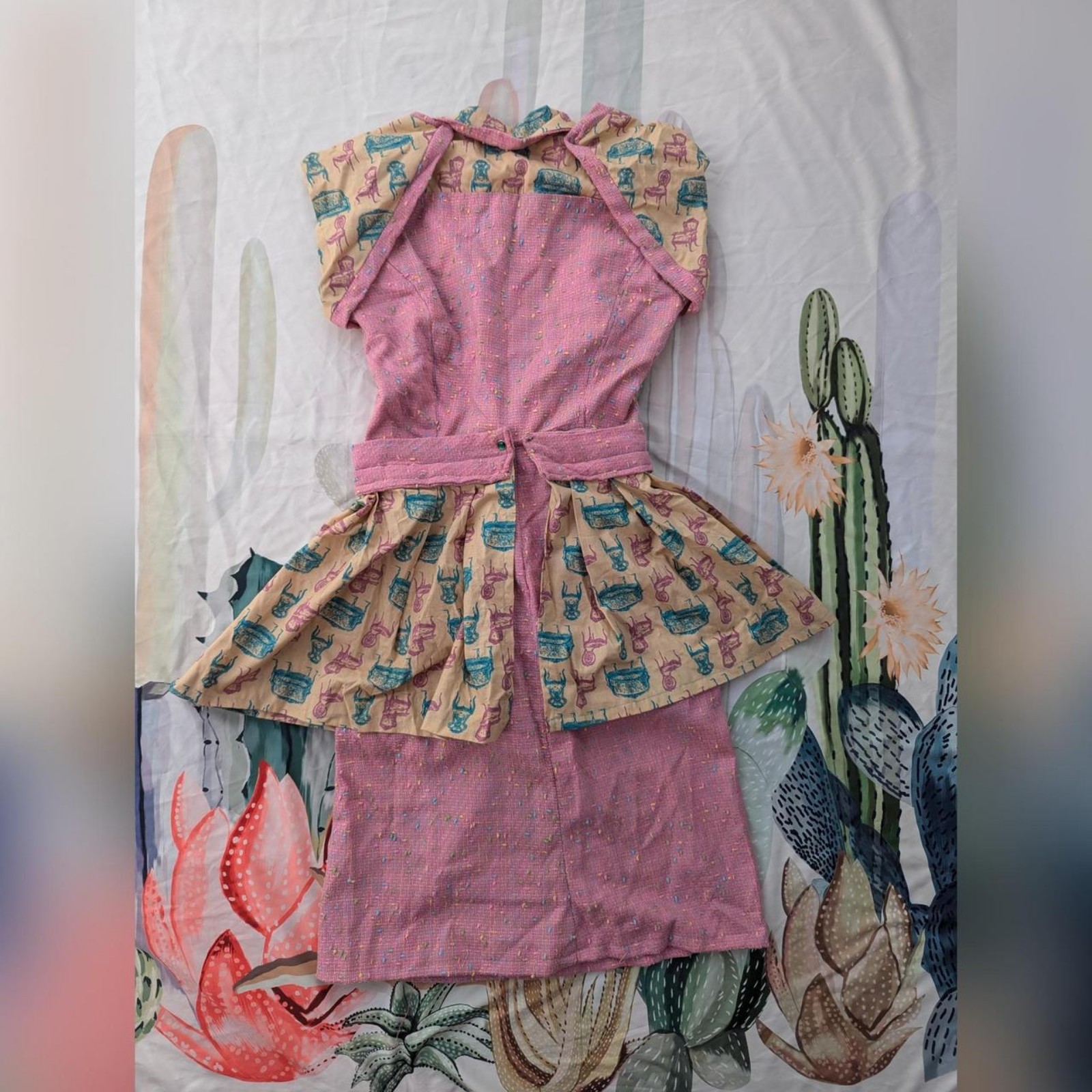 One of a Kind Handmade Pink Tweed Pencil Dress