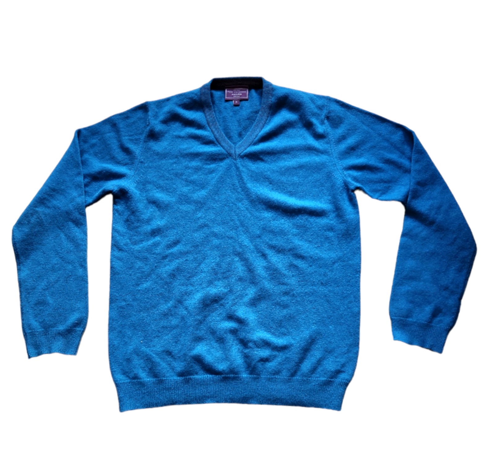 John Lewis Men's 100% Pure Cashmere Pullover Sweater Blue Made in Italy Size M
