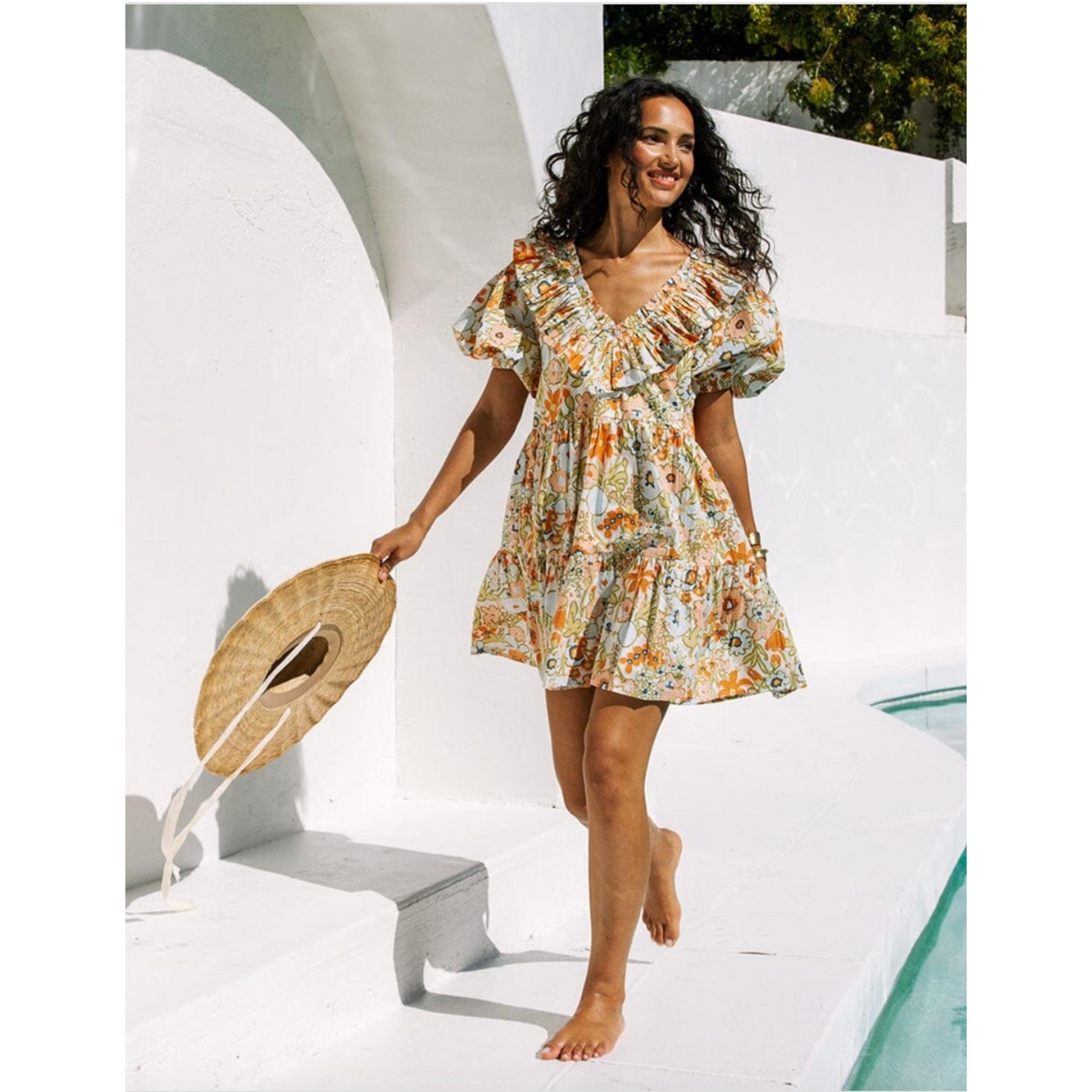 CLEOBELLA NWT Evereve Farrah Organic Cotton Mini Dress in Floral // XS