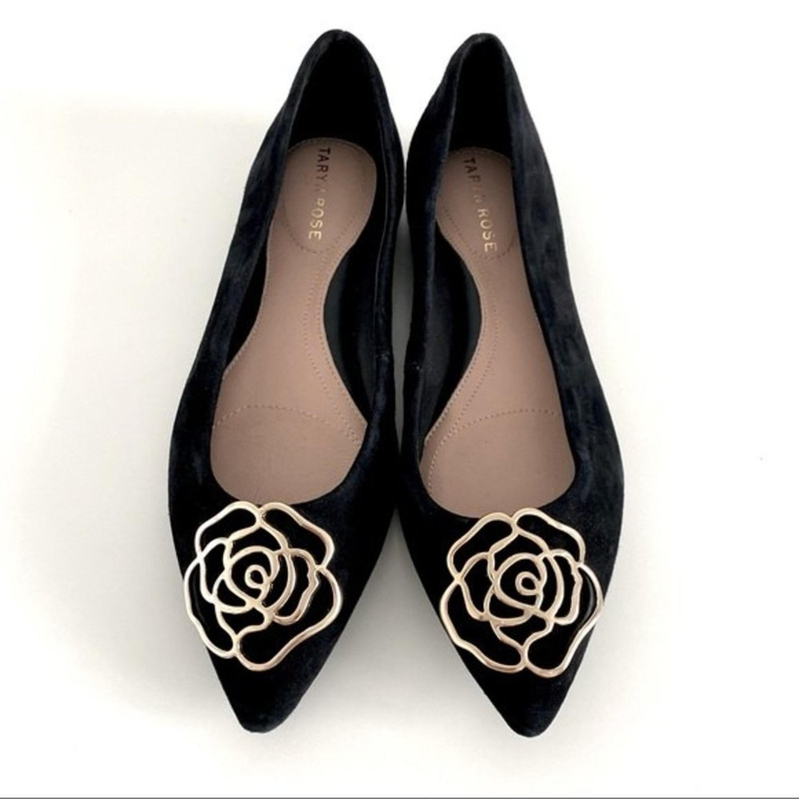 TARYN ROSE Fiona Pointed Toe Flats Black Size 6