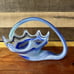 Vintage Mid Century Modern MCM Murano Style Sooner Art Glass Basket Blue White