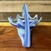 Vintage Mid Century Modern MCM Murano Style Sooner Art Glass Basket Blue White