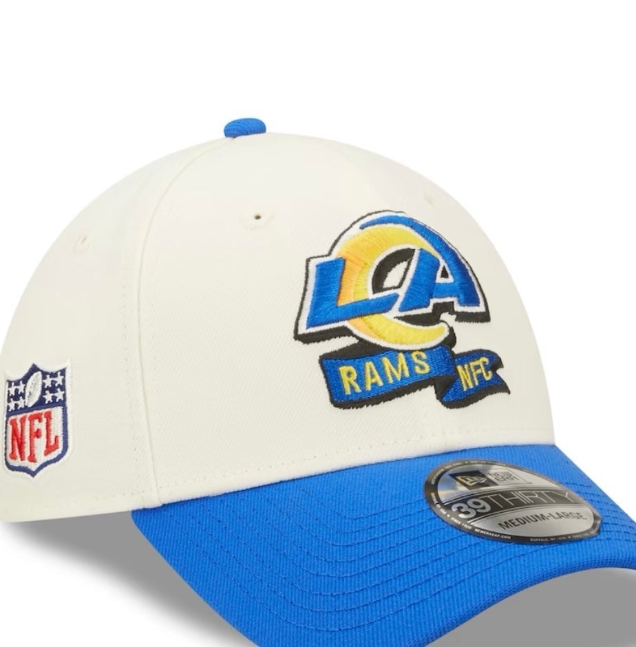 Los Angeles Rams New Era Cream/Royal Sideline 39THIRTY 2-Tone Flex Hat M/L
