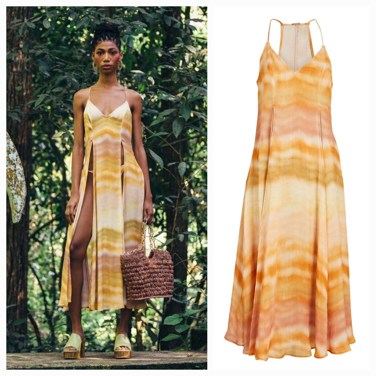 Cult Gaia Domino Tie-Dye Split Front Cover Up in Dusty Dye XS NWT