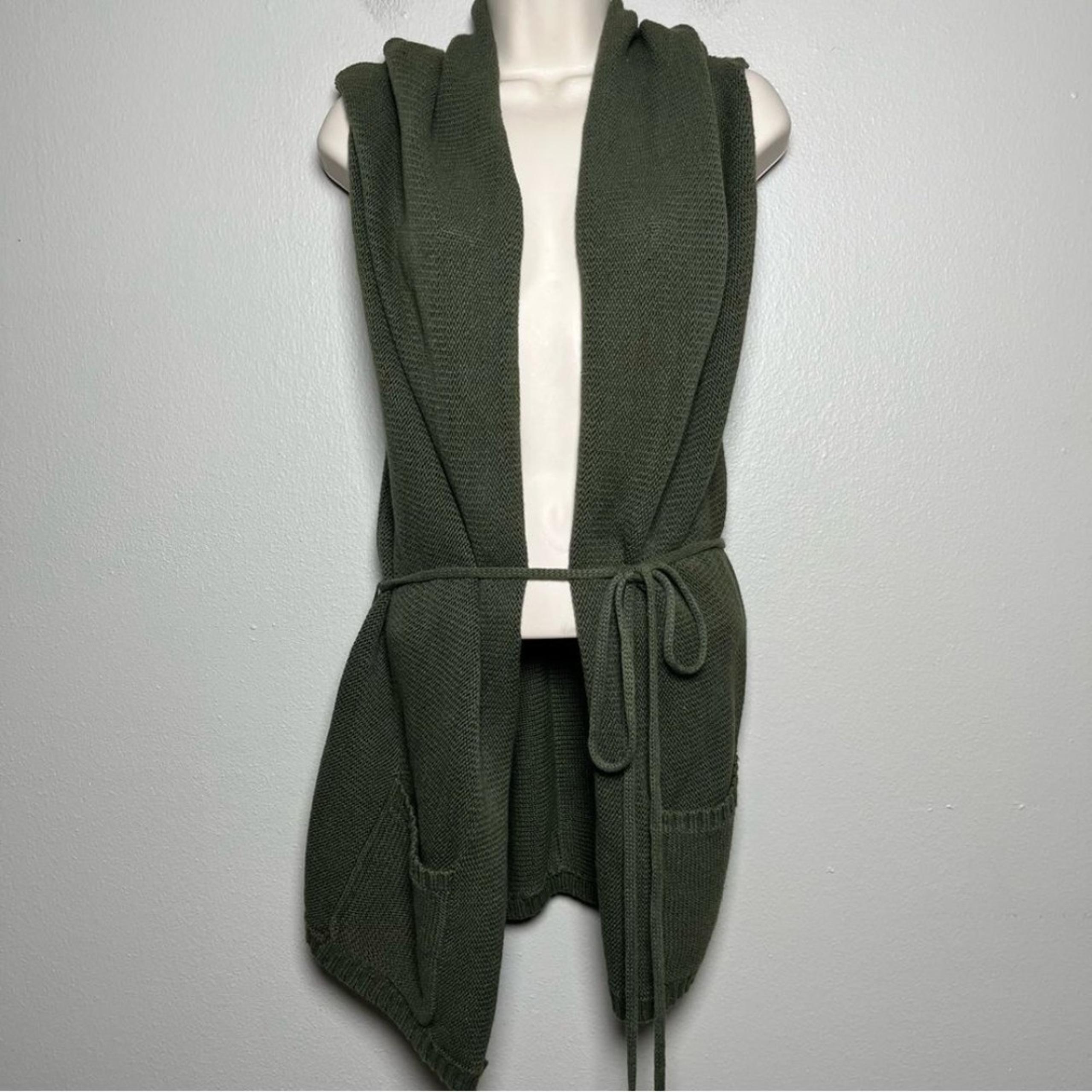 NEW Eddie Bauer Women Linen Cardigan Sleeveless Sweater Small Green Granola Girl