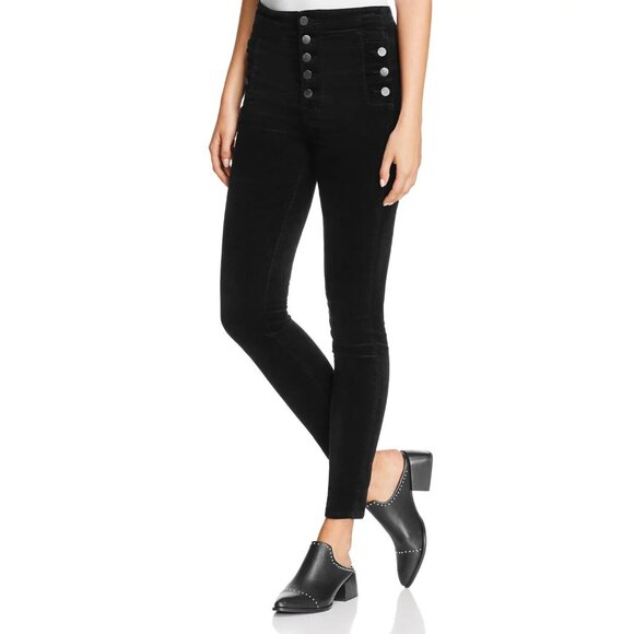 NWT J Brand Natasha Sky High Skinny in Black Stretch Velvet Pants 30