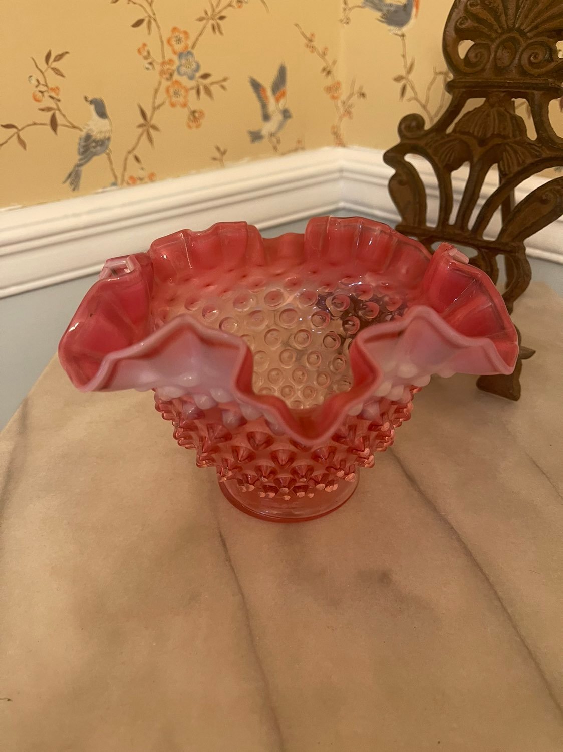 Fenton Cranberry Opalescent Hobnail Vase