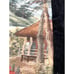 VTG Japanese Silk Embroidery Wall Hanging Tapestry Handmade Village River 19 x28