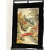 VTG Japanese Silk Embroidery Wall Hanging Tapestry Handmade Village River 19 x28