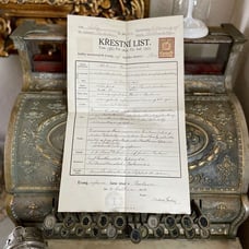 Antique Krestni List Baptism Certificate Baptismal Original Document 1914