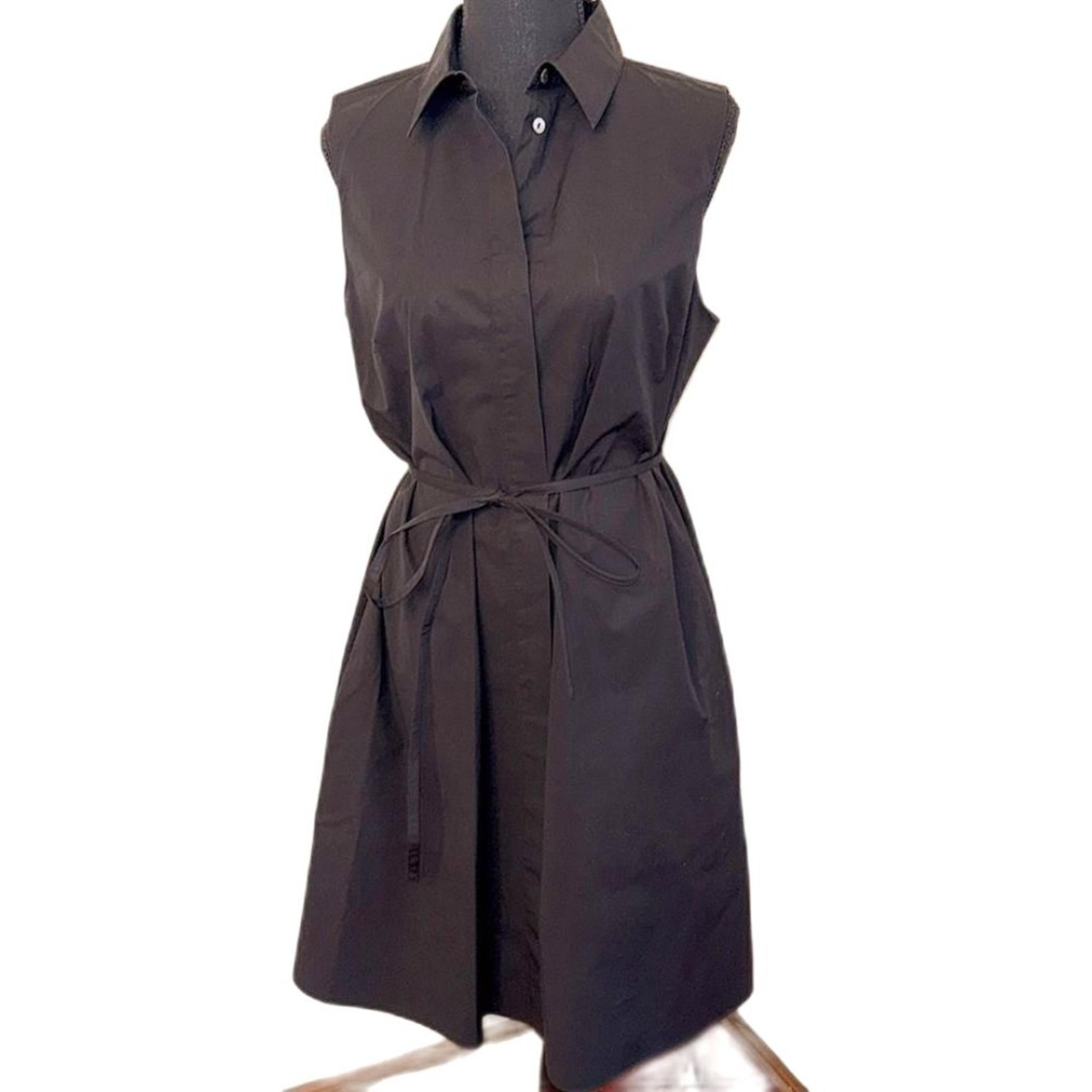Theory black button down dress with tie belt.  Size 10.  GUC