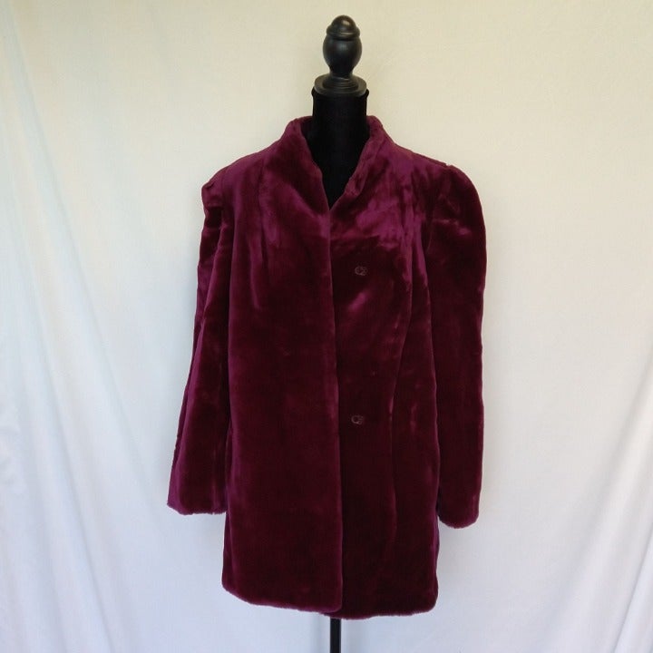 Borg Fabric Faux Fur Purple Overcoat