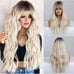 Human hair blend platinum blonde with dark root wavy wig