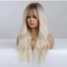 Human hair blend platinum blonde with dark root wavy wig