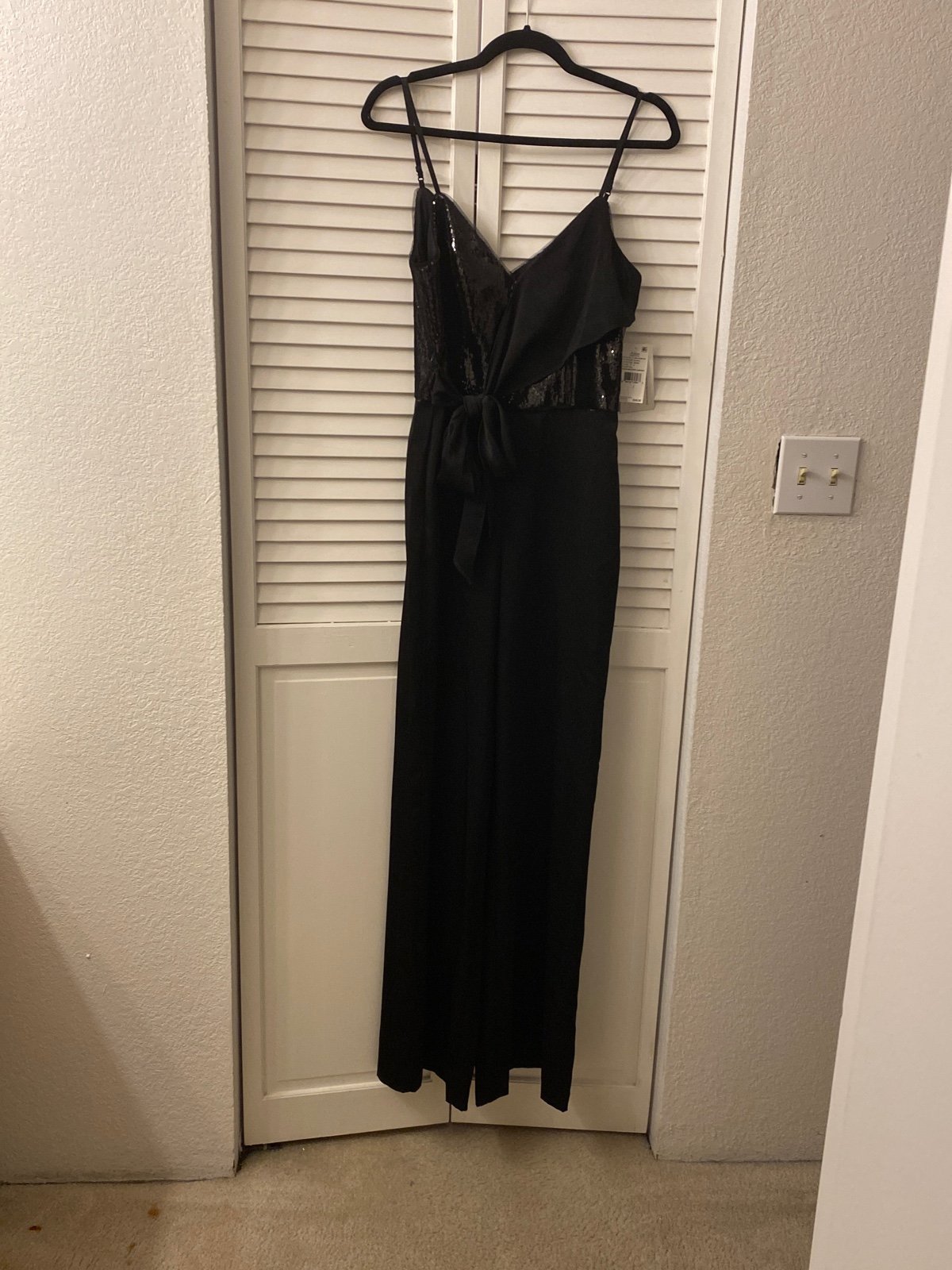 Aidan mattox sequin and crepe jumpsuit