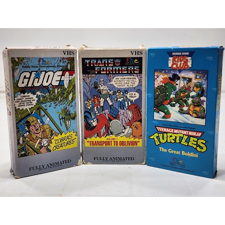Lot Of 3 VHS 90s f.h.e Teenage Mutant Ninja Turtles Transformers G.I Joe