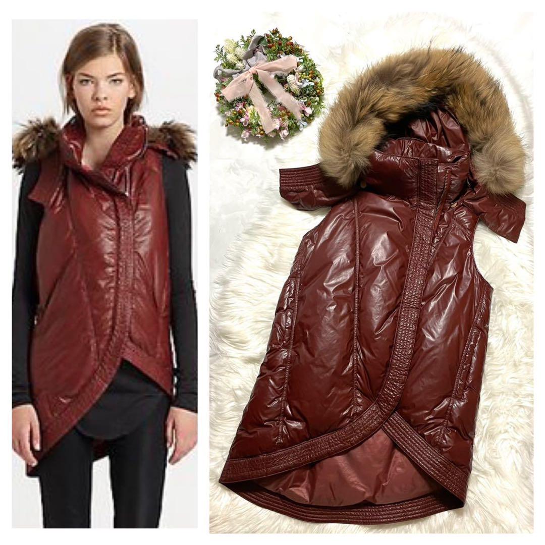 Authentic, Excellent Condition Helmut Lang Asymmetrical Down Vest with Fur, Size S