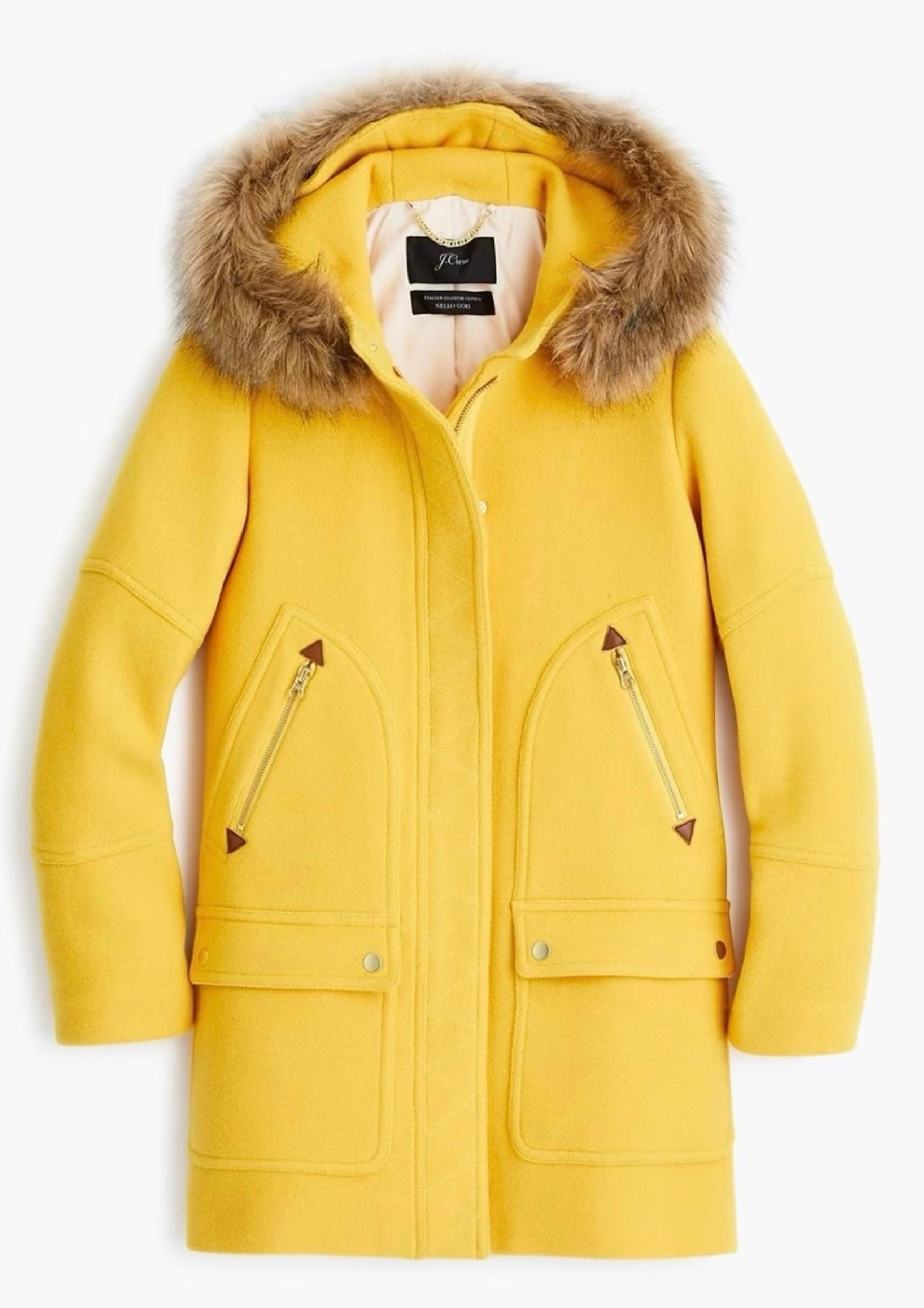Jcrew chateau parka in Italian stadium-cloth yellow color size 2
