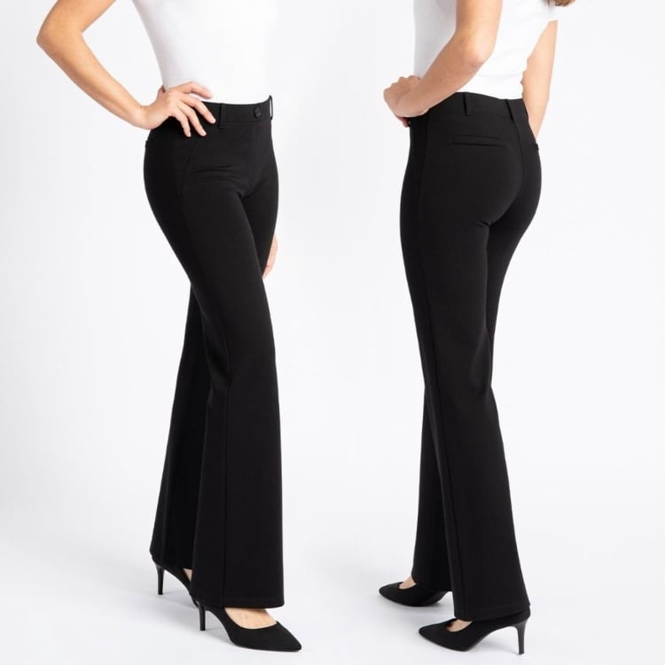 Betabrand XL LONG Black Stretch Pull On Classic Bootcut Yoga Dress Pants Comfort