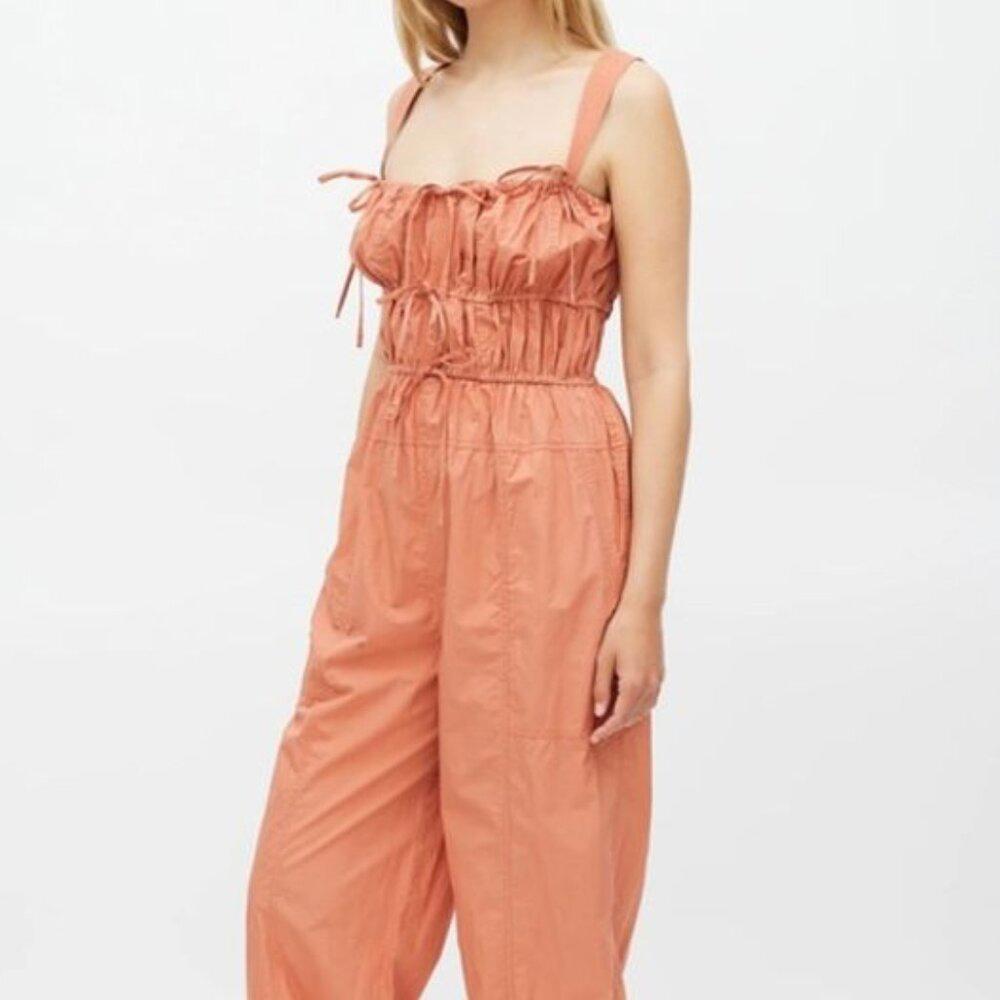 Ulla Johnson Orange Cotton Tatum Drawstring Jumpsuit