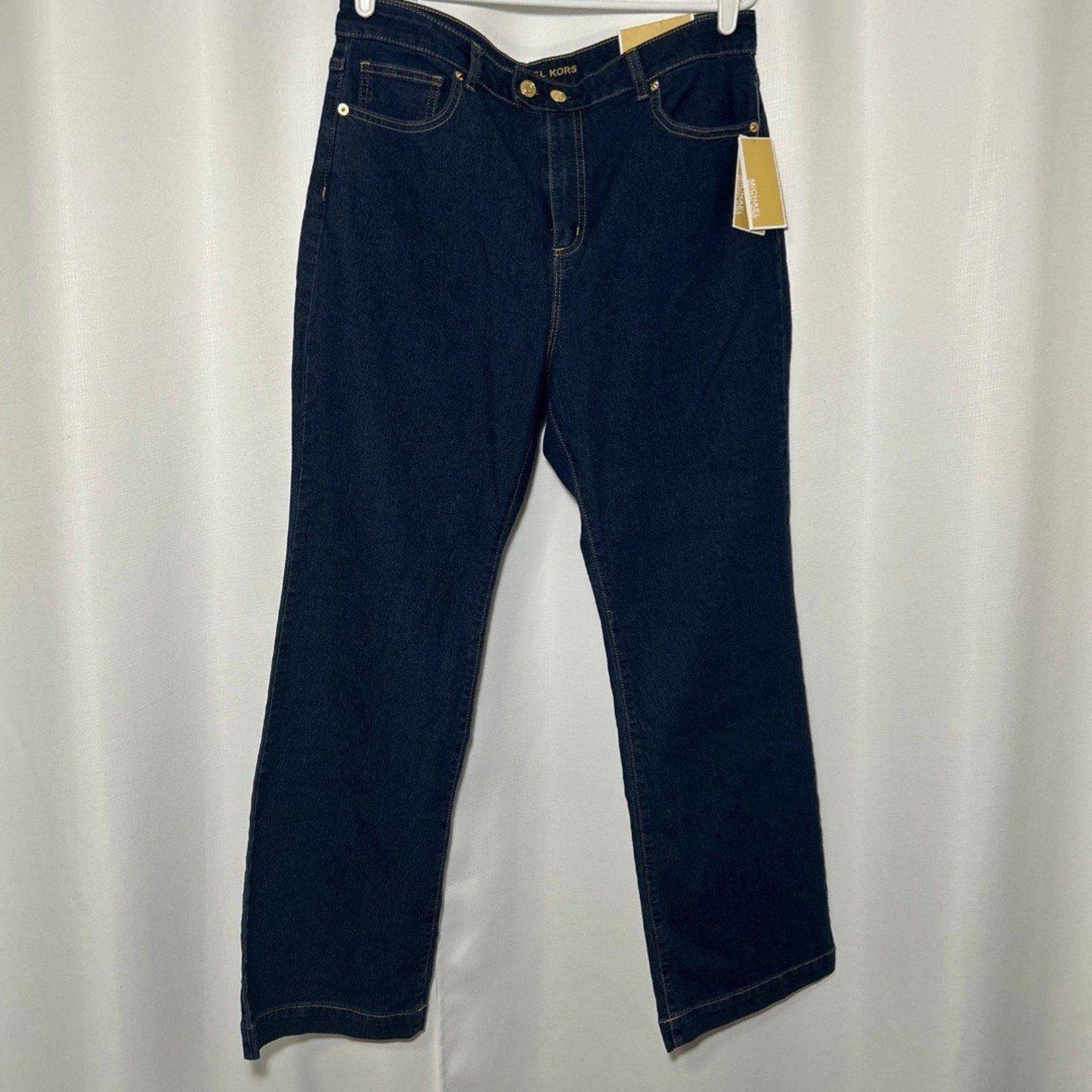 NWT Michael Kors Jeans Women’s Size 14 Selma Bootcut High Rise Gold Buttons