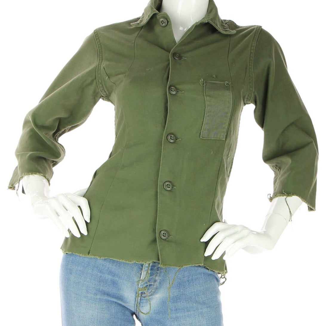 Vintage 60s Military Shirt XS Bohemian Chic