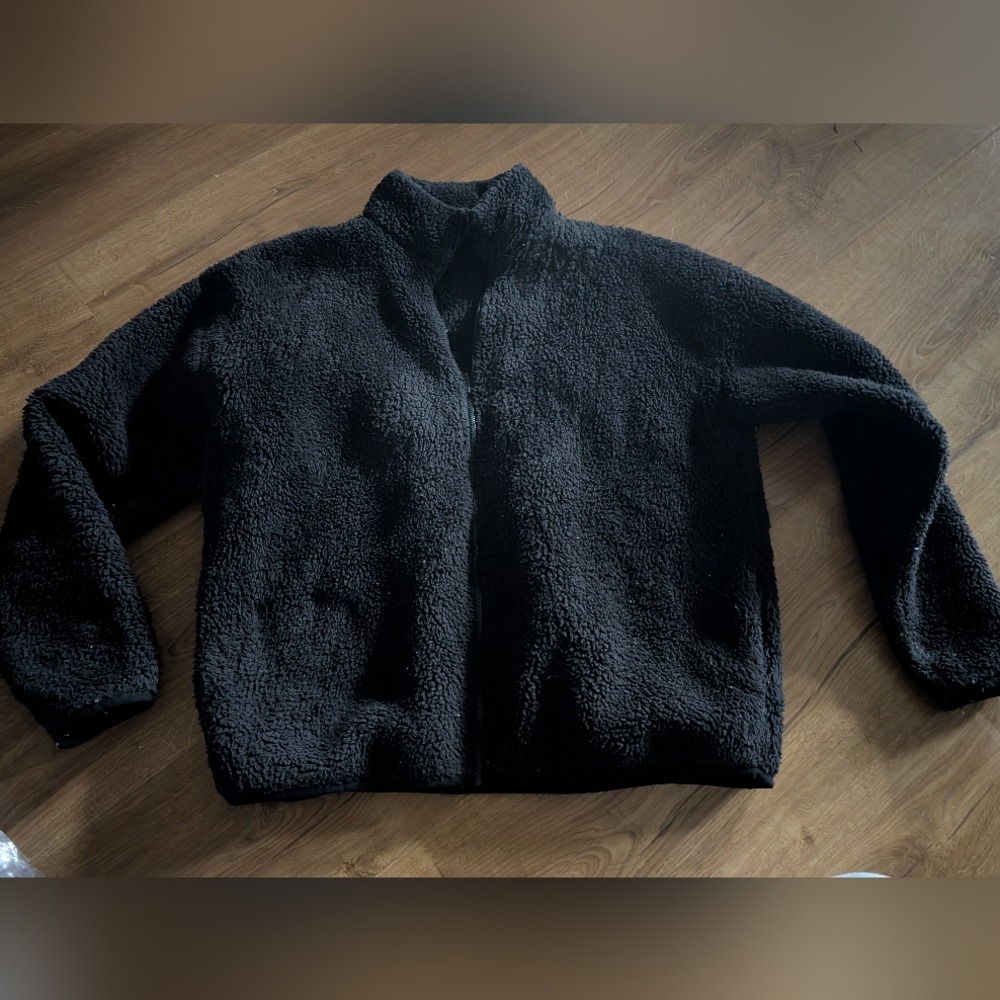 Pink Victoria Secret Cozy Black Sherpa Jacket