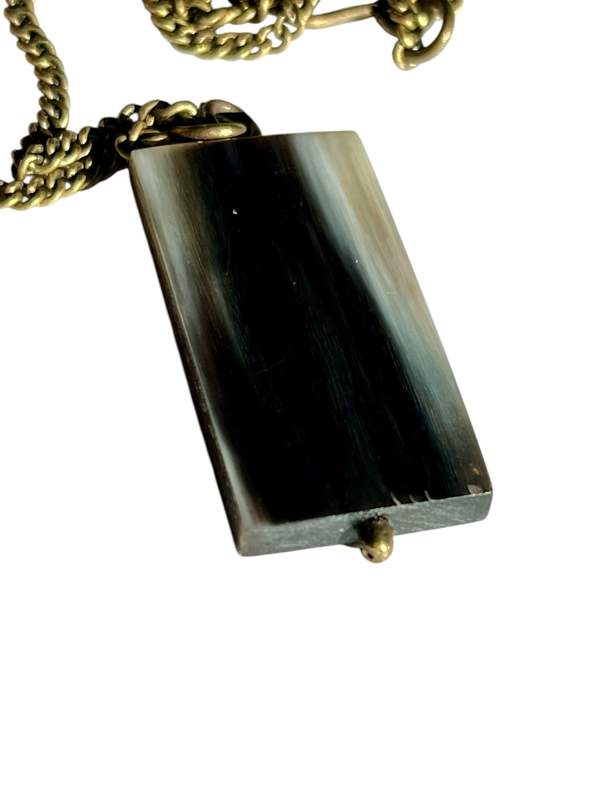 Vintage Unique Horn Pendant Necklace Gold-tone Brass Artisian Minimalist