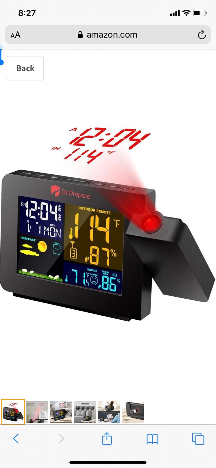 Dr. Prepare Projection Alarm Clock, Digi