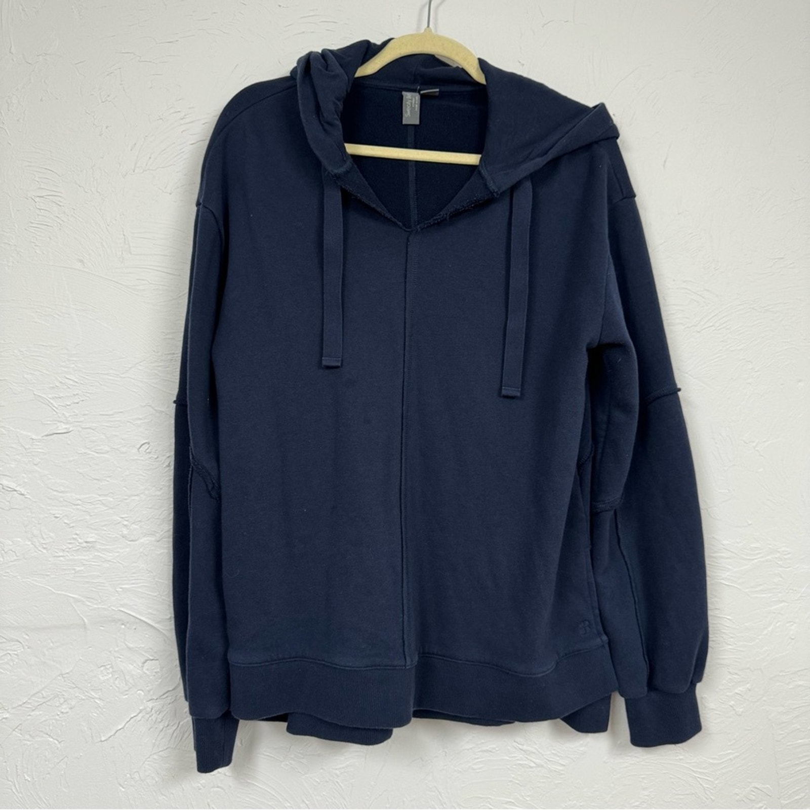 Sweaty Betty Navy Blue Oversized Hoodie Sweatshirt Women’s 8 Exposed Seams