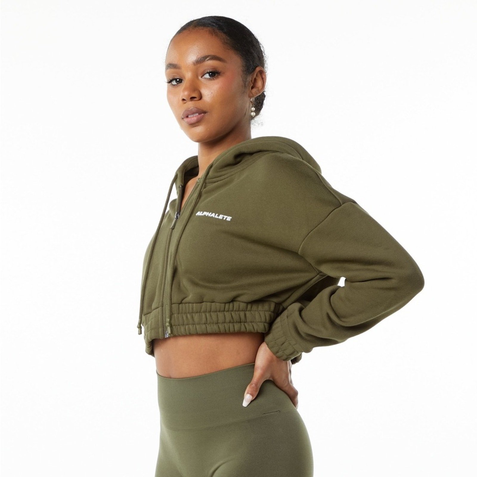 CLASSIC CAPITAL FULL-ZIP CROP JACKET Women's Brushed Fleece SIZE XS oversized