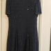Silhouettes Navy Blue Beaded Cap Sleeve Aline Swing Dress Size XL