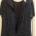 Silhouettes Navy Blue Beaded Cap Sleeve Aline Swing Dress Size XL