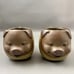 Vintage UCTCI Japan Smiling Pig Face 3-D Stoneware 2 Mugs Cups Ceramic Pottery