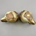 Vintage UCTCI Japan Smiling Pig Face 3-D Stoneware 2 Mugs Cups Ceramic Pottery
