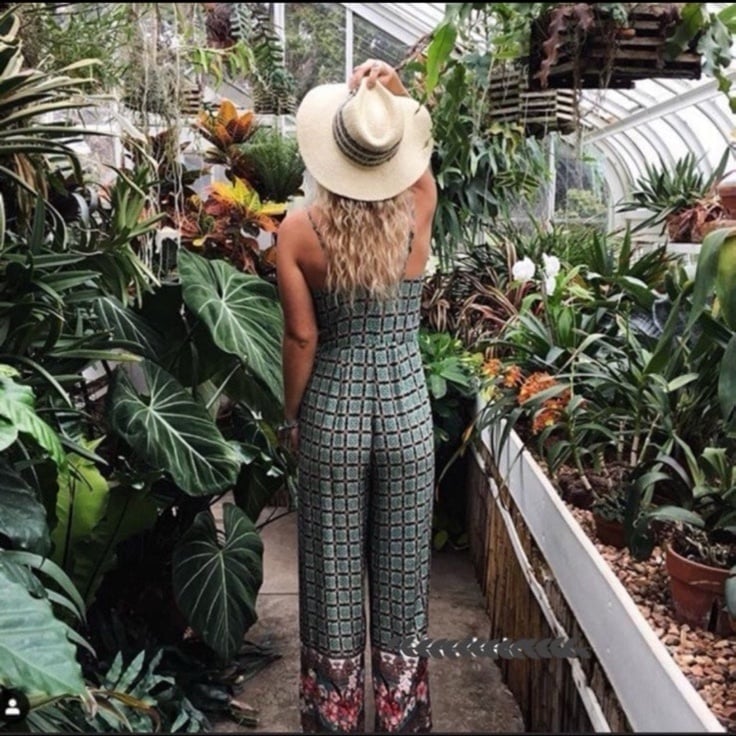 FARM Rio Green Honolulu Soft Wide Leg Jumpsuit