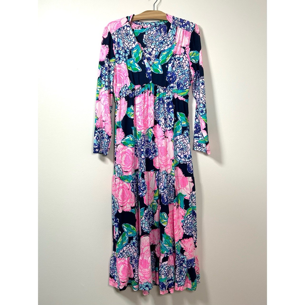 Lilly Pulitzer Floral Long Sleeve Tiered Maxi Dress