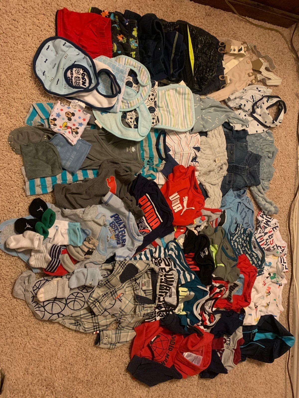 Nike, puma, Mickey Mouse, jack & Janie and more baby boy bundle huge 60 PIECES!!