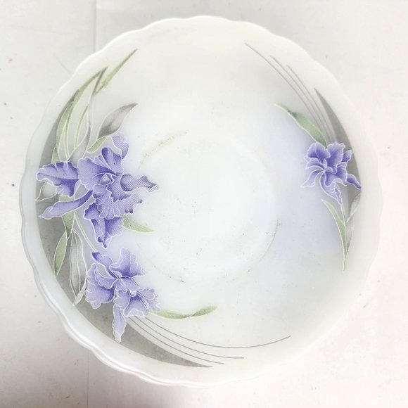 Indonesia Frosted Floral Iris Saucers Lot of Six