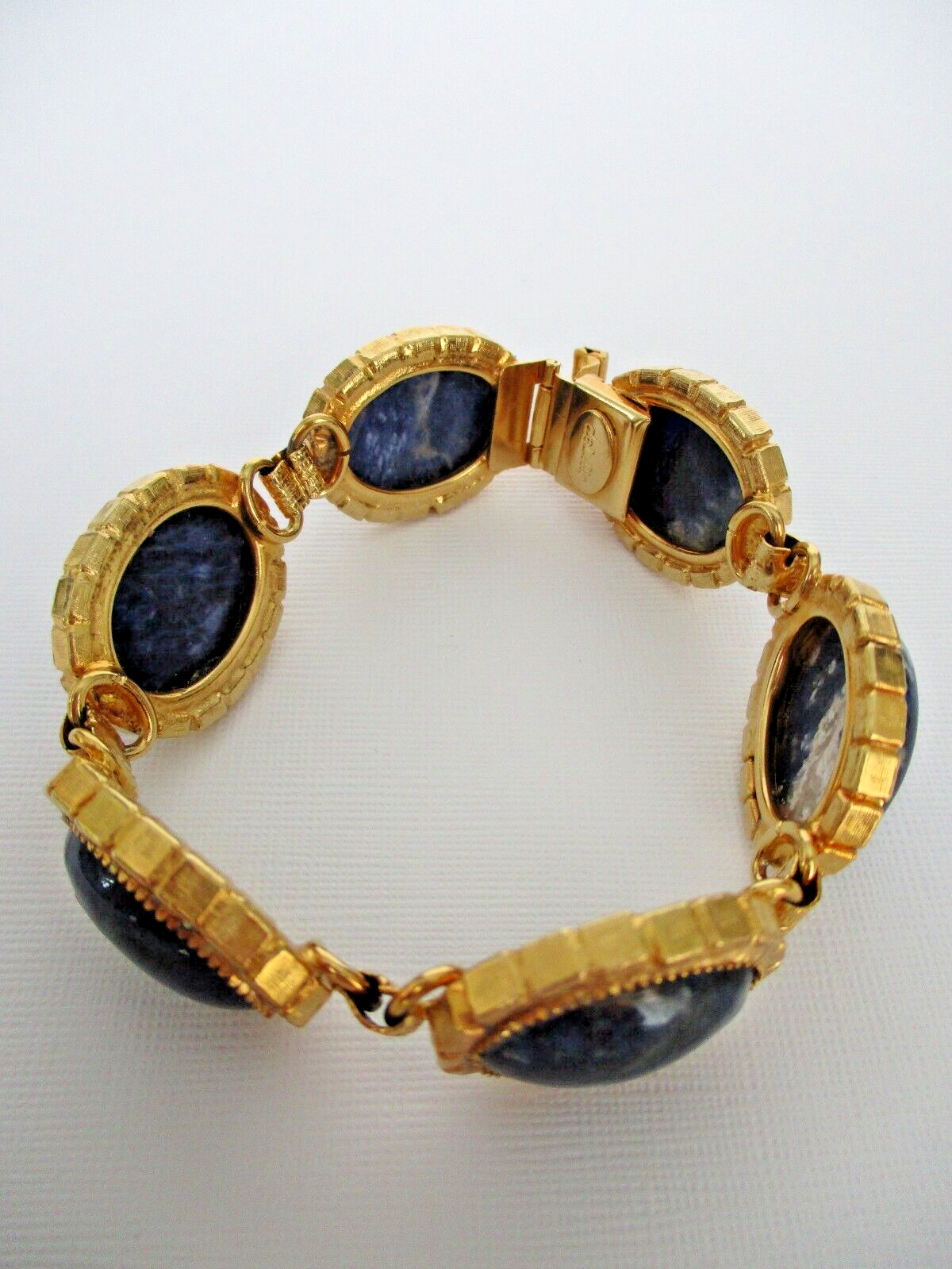 DeLillo Vintage Signed Navy Marble Stone Bracelet