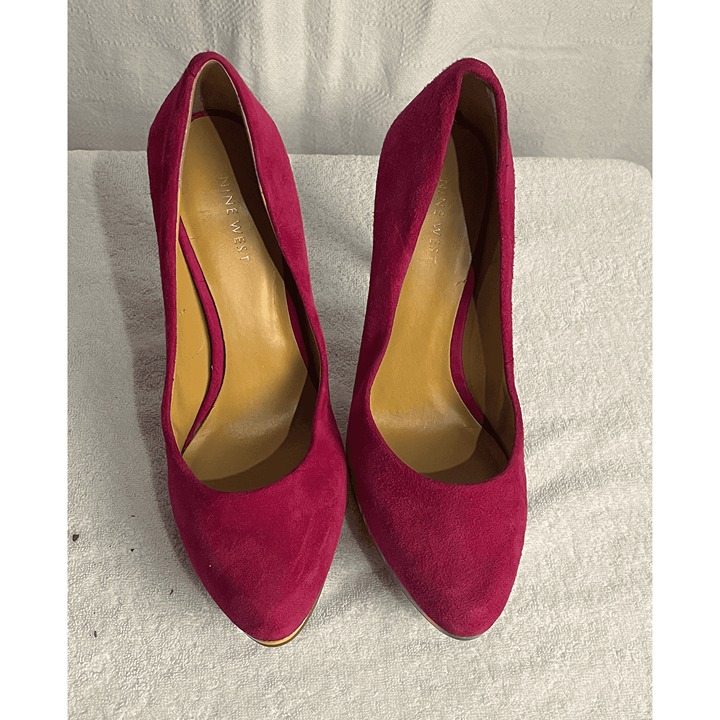 Nine West Women's Rocha Pink Suede Striped Heels