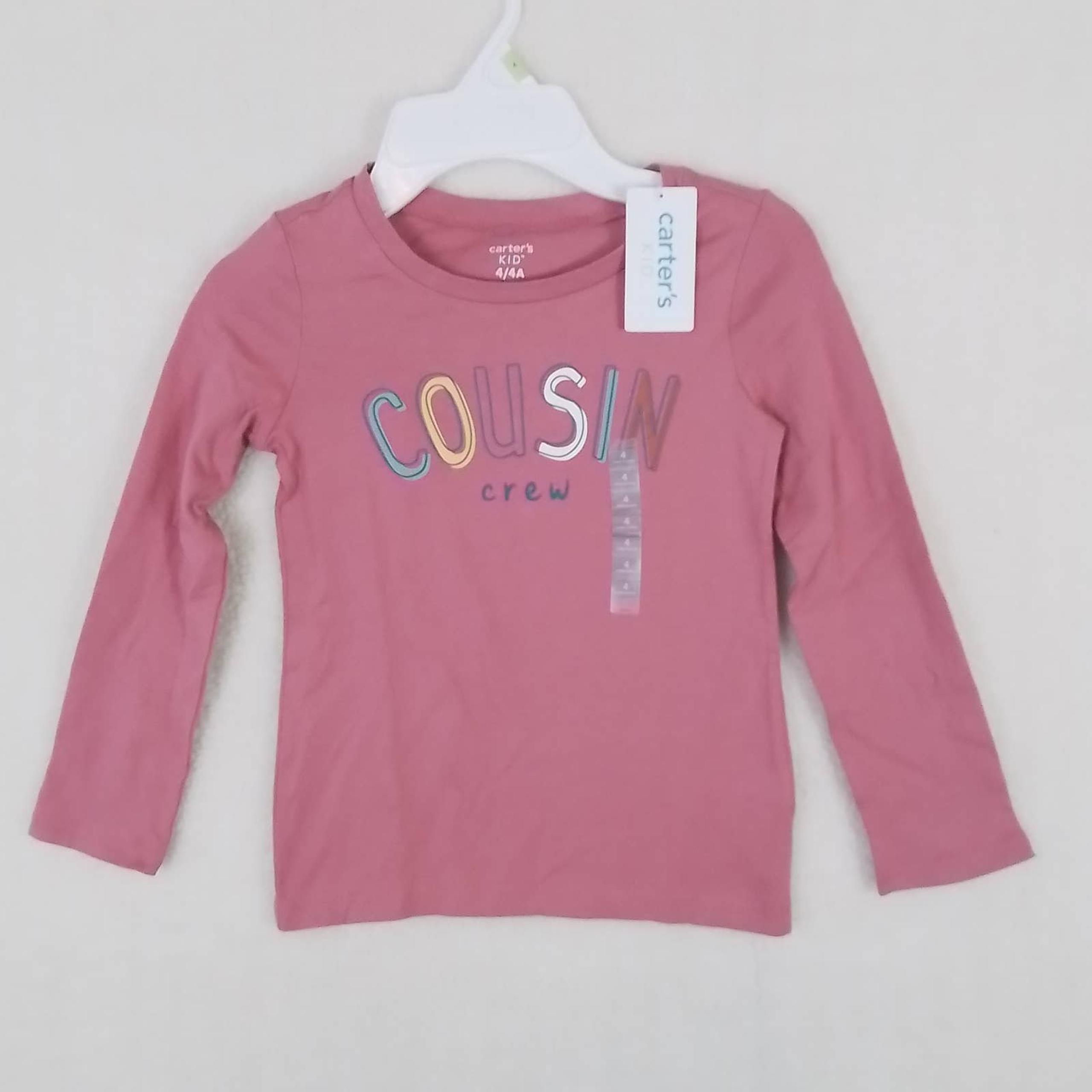 Carter's Kid Long Sleeve Cotton T-Shirt Girl's Size 4 Pink, Cousin Crew