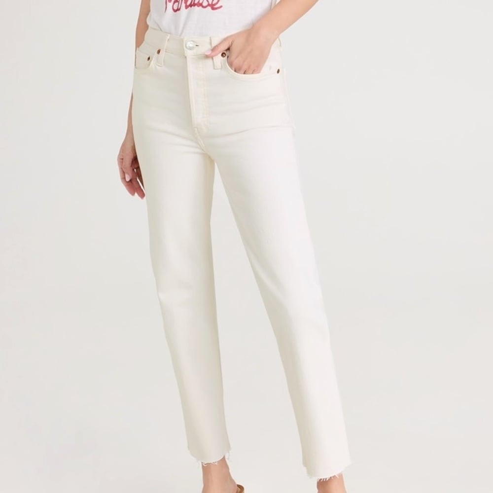Re/Done 70s Stove Pipe Straight Leg Jean in Vintage White