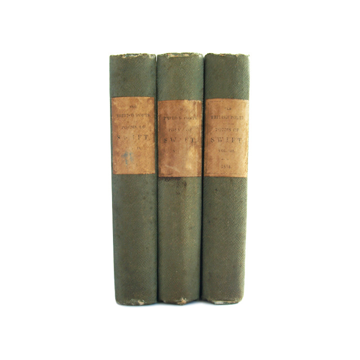 Poems of Jonathan Swift - antiquarian three volume set from 1854