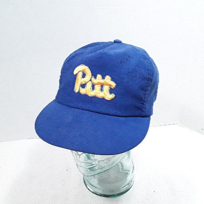 Vintage Pitt Panthers University Pittsburgh Embroidered Corduroy Hat Cap Blue